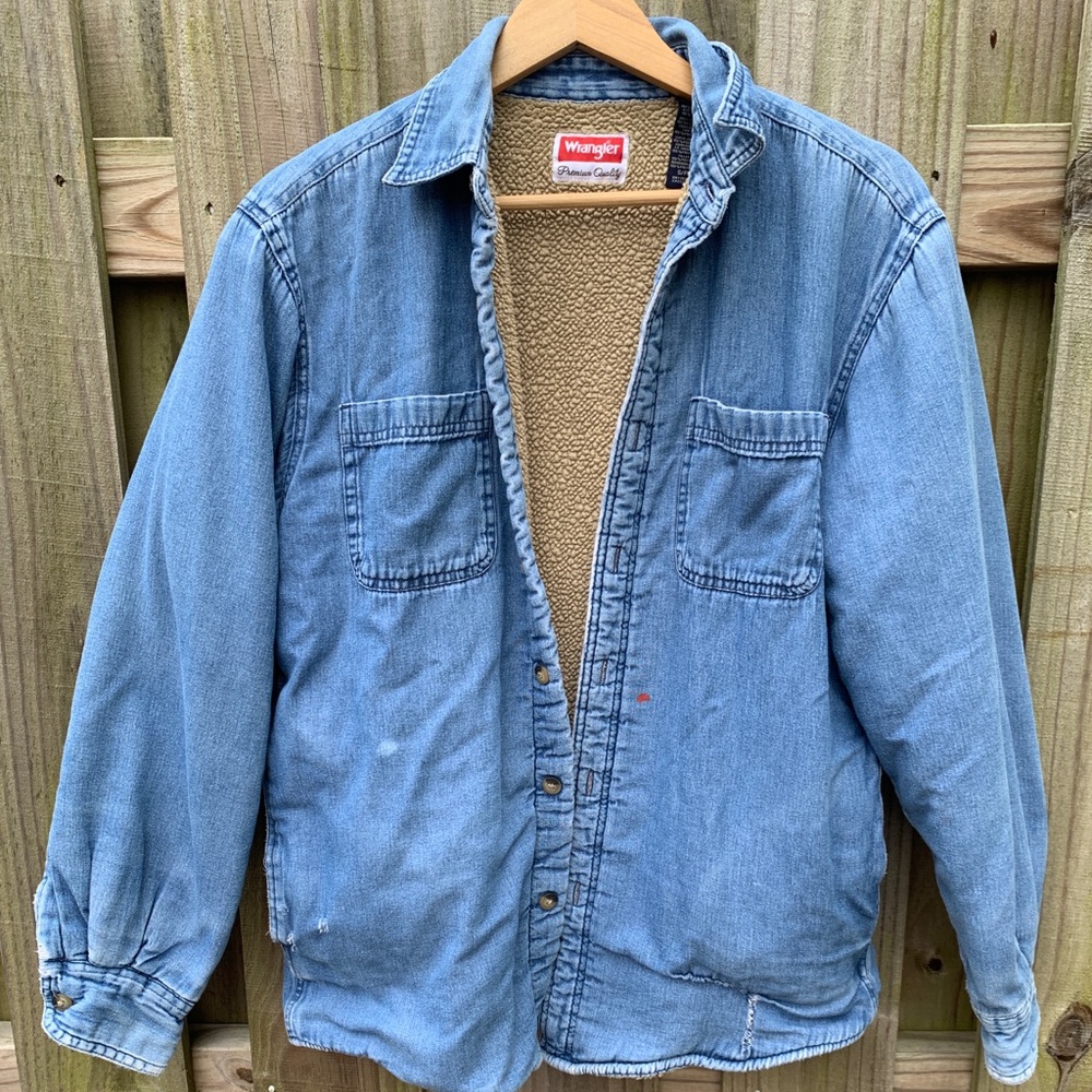Vintage Wrangler Denim Sherpa Lined Shirt Jacket